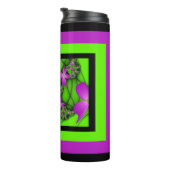 Moderne Abstracte Neon Pink Green Fractal Flowers Thermosbeker (Geroteerd rechts)