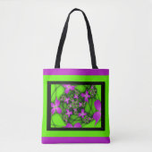 Moderne Abstracte Neon Pink Green Fractal Flowers Tote Bag (Voorkant)