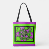 Moderne Abstracte Neon Pink Green Fractal Flowers Tote Bag (Achterkant)