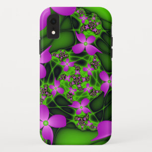 Moderne Abstracte Neon Roze Groene Fractale Bloeme Case-Mate iPhone Case