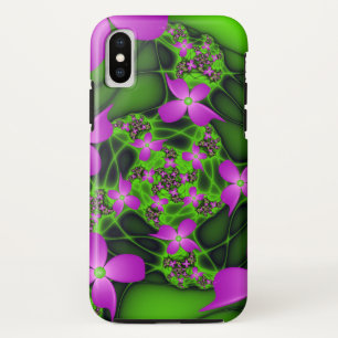 Moderne Abstracte Neon Roze Groene Fractale Bloeme Case-Mate iPhone Case