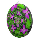 Moderne Abstracte Neon Roze Groene Fractale Bloeme Dartbord (Voorkant Rechts)