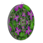 Moderne Abstracte Neon Roze Groene Fractale Bloeme Dartbord (Voorkant Links)