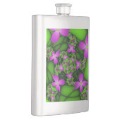 Moderne Abstracte Neon Roze Groene Fractale Bloeme Flacon (Rechts)