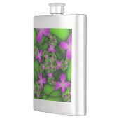 Moderne Abstracte Neon Roze Groene Fractale Bloeme Flacon (Links)