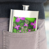 Moderne Abstracte Neon Roze Groene Fractale Bloeme Flacon (Voorbeeld)