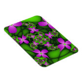 Moderne Abstracte Neon Roze Groene Fractale Bloeme Magneet (Rechterzijde)