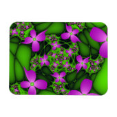 Moderne Abstracte Neon Roze Groene Fractale Bloeme Magneet (Horizontaal)