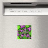 Moderne Abstracte Neon Roze Groene Fractale Bloeme Magneet (Insitu (Vaatwasser))