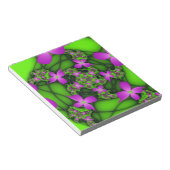 Moderne Abstracte Neon Roze Groene Fractale Bloeme Notitieblok (Schuin)