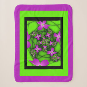 Moderne Abstracte Neon Roze Groene Fractale Bloeme Sherpa Deken