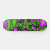 Moderne Abstracte Neon Roze Groene Fractale Bloeme Skateboard (Horizontaal)
