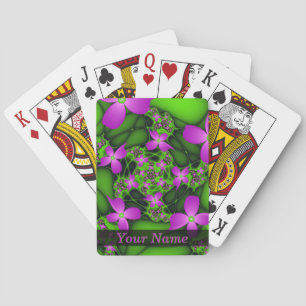 Moderne Abstracte Neon Roze Groene Kunst Bloemen N Pokerkaarten
