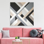 Moderne Abstracte Neutrale 3D-Lagen Canvas Afdruk (Insitu (Woonkamer))