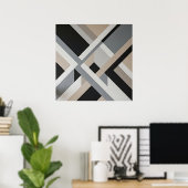 Moderne Abstracte Neutrale 3D Lagen Poster (Thuiskantoor)