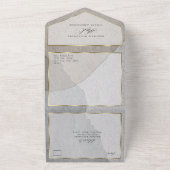 Moderne Abstracte neutrale kleuren All In One Uitnodiging (Buitenkant)