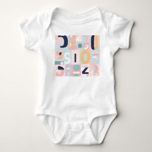 Moderne Abstracte Nummerpatroon Pastelkleur Geslac Romper