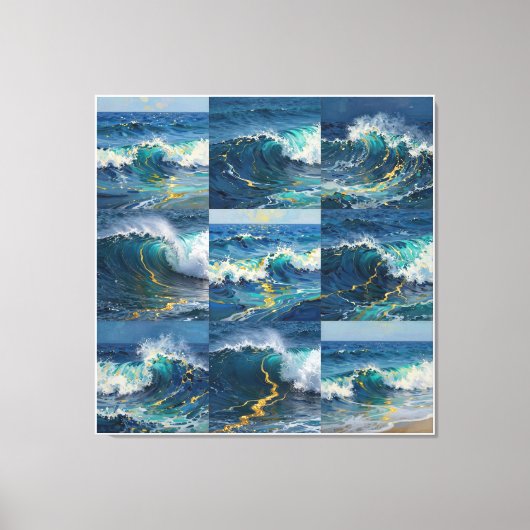 Moderne Abstracte Oceaan -Groenblauwe Kust Canvas- Canvas Afdruk (Voorkant)