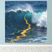 Moderne Abstracte Oceaan -Groenblauwe Kust Canvas- Canvas Afdruk (Insitu (Houten vloer))