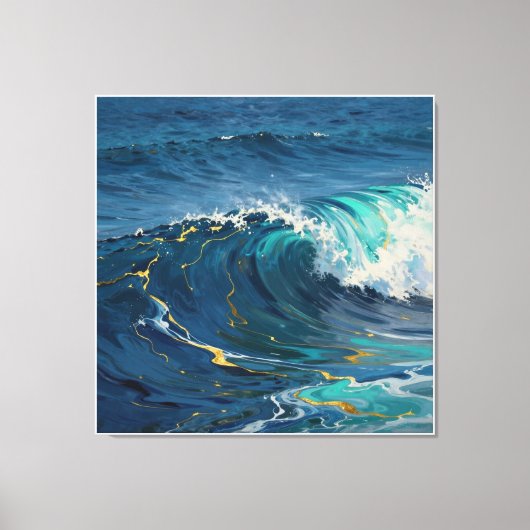 Moderne Abstracte Oceaan -Groene Kust Canvas - Kun Afdruk (Voorkant)