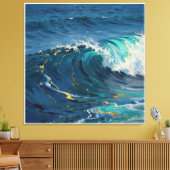 Moderne Abstracte Oceaan -Groene Kust Canvas - Kun Afdruk (Insitu (Woonkamer))