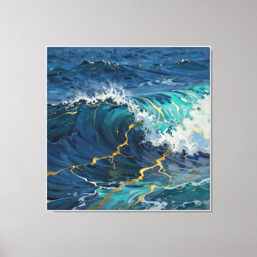 Moderne Abstracte Oceaan -Turquoise Kust Canvas-Ku Canvas Afdruk (Voorkant)