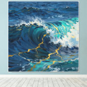 Moderne Abstracte Oceaan -Turquoise Kust Canvas-Ku Canvas Afdruk (Insitu (Houten vloer))