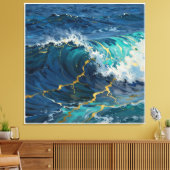 Moderne Abstracte Oceaan -Turquoise Kust Canvas-Ku Canvas Afdruk (Insitu (Woonkamer))