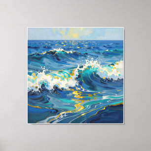 Moderne Abstracte Oceaan -Turquoise Kust Canvas-Ku Canvas Afdruk