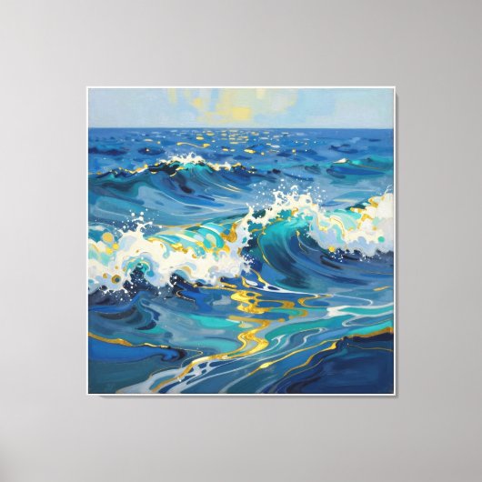 Moderne Abstracte Oceaan -Turquoise Kust Canvas-Ku Canvas Afdruk (Voorkant)