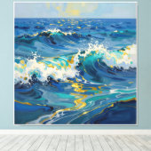 Moderne Abstracte Oceaan -Turquoise Kust Canvas-Ku Canvas Afdruk (Insitu (Houten vloer))