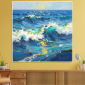 Moderne Abstracte Oceaan -Turquoise Kust Canvas-Ku Canvas Afdruk (Insitu (Woonkamer))
