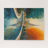 Moderne Abstracte Ontwerp Goud Oranje Blauw Europe Legpuzzel (Horizontaal)