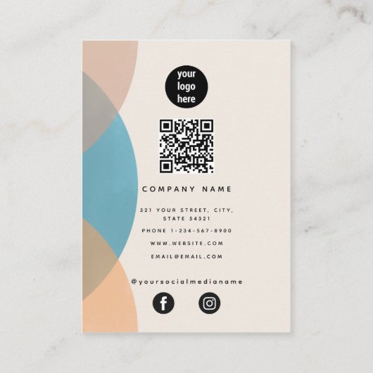 Moderne Abstracte, oorstrelende QR-code Sociale me Visitekaartje (Achterkant)