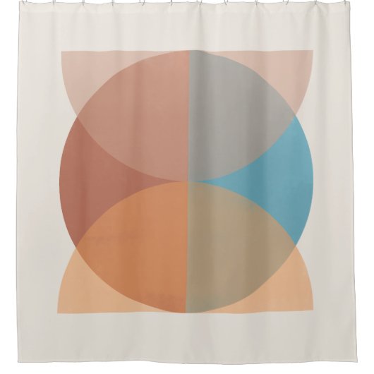 Moderne Abstracte oortonnen geometrische Waterverf Douchegordijn (Voorkant)