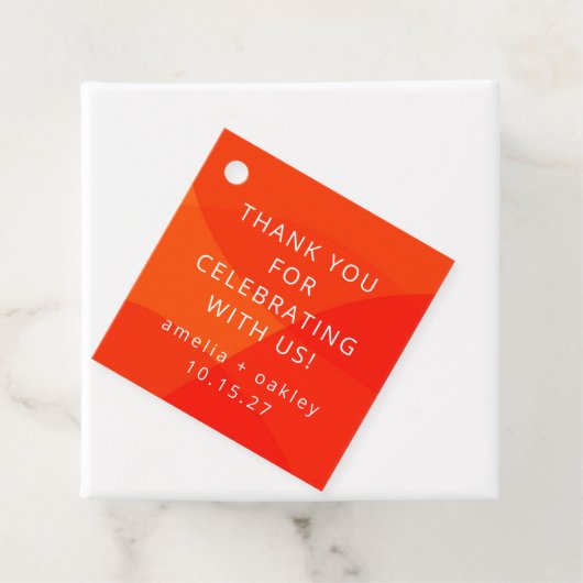 Moderne Abstracte Oranje aangepaste bruiloft dank  Bedankjes Labels (In situ)