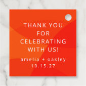 Moderne Abstracte Oranje Aangepaste Trouw Dank Je Bedankjes Labels (Achterkant)