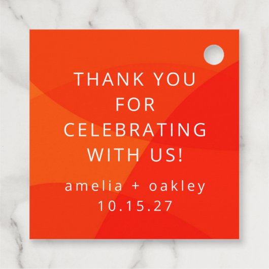 Moderne Abstracte Oranje Aangepaste Trouw Dank Je Bedankjes Labels (Achterkant)
