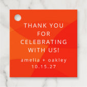 Moderne Abstracte Oranje Aangepaste Trouw Dank Je Bedankjes Labels (Voorkant)
