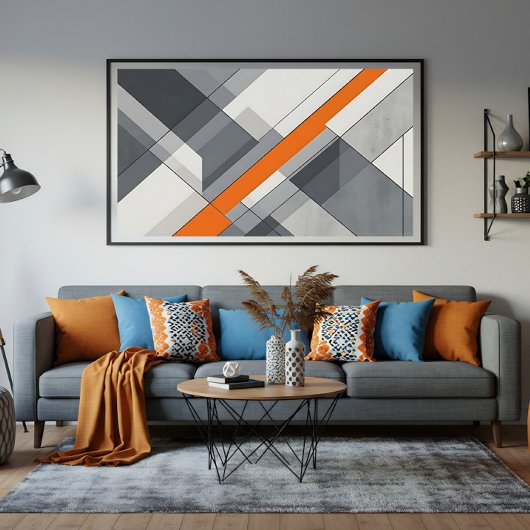Moderne Abstracte Oranje Accent Canvas Afdruk