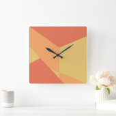 Moderne abstracte oranje geometrische kleurenblok  vierkante klok (Huis)