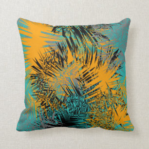 Moderne Abstracte Oranje grijze Blauwgroen mix Kussen