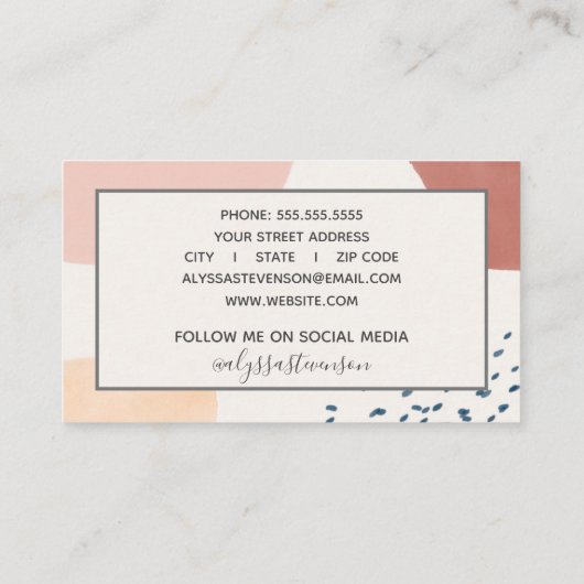 Moderne Abstracte  Oranje handtekeningen Visitekaartje (Achterkant)