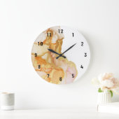 Moderne Abstracte Oranje Peach Gold Large-Klock Grote Klok (Huis)