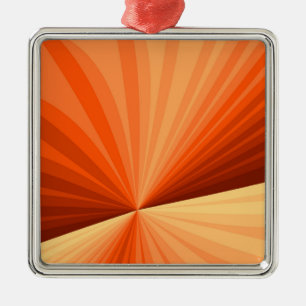 Moderne Abstracte Oranje Rode Vanille Grafische Fr Metalen Ornament