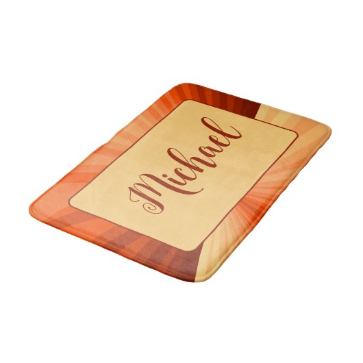 Moderne Abstracte Oranje rode vanille Graphic Name Badmat (Gekanteld)