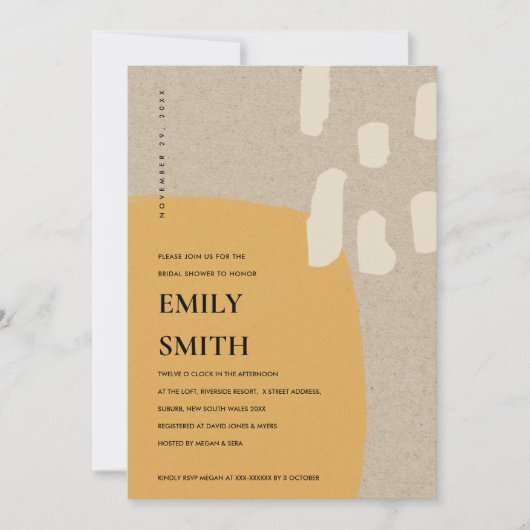 MODERNE ABSTRACTE ORANJE ROEST BRUIDSSCHONER UITNO BEDANKKAART (Voorkant)