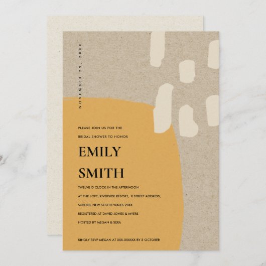 MODERNE ABSTRACTE ORANJE ROEST BRUIDSSCHONER UITNO BEDANKKAART (Voorkant / Achterkant)