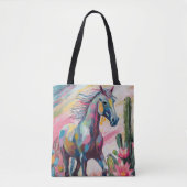 Moderne Abstracte paarden en vetplanten Tote Bag (Voorkant)