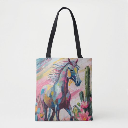 Moderne Abstracte paarden en vetplanten Tote Bag (Voorkant)